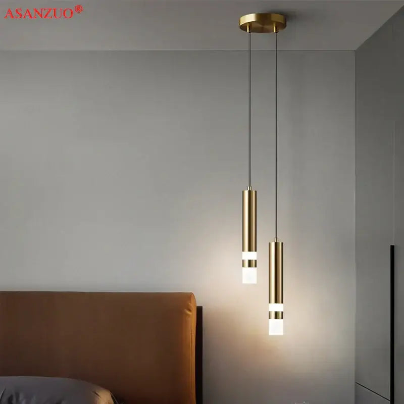 Gold Cylindrical Brass Double-Head Pendant