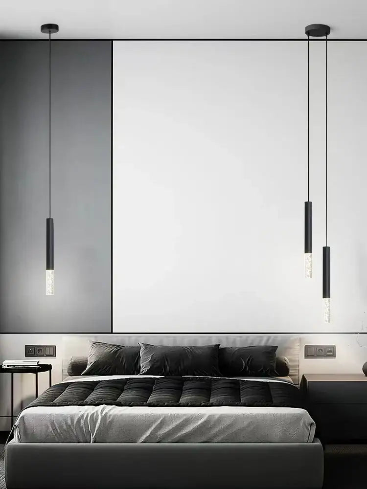 Black Frosted Glass 2-Head Bedroom Pendant