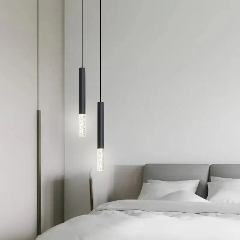 Black Frosted Glass 2-Head Bedroom Pendant