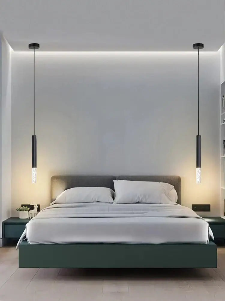Black Frosted Glass 2-Head Bedroom Pendant