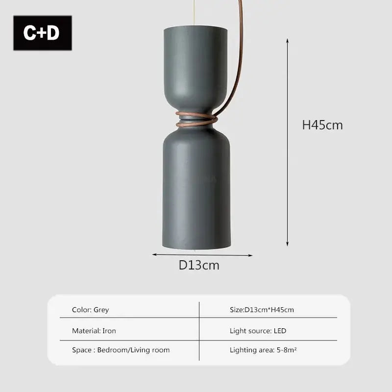 Black White Iron Bedroom Pendant Light