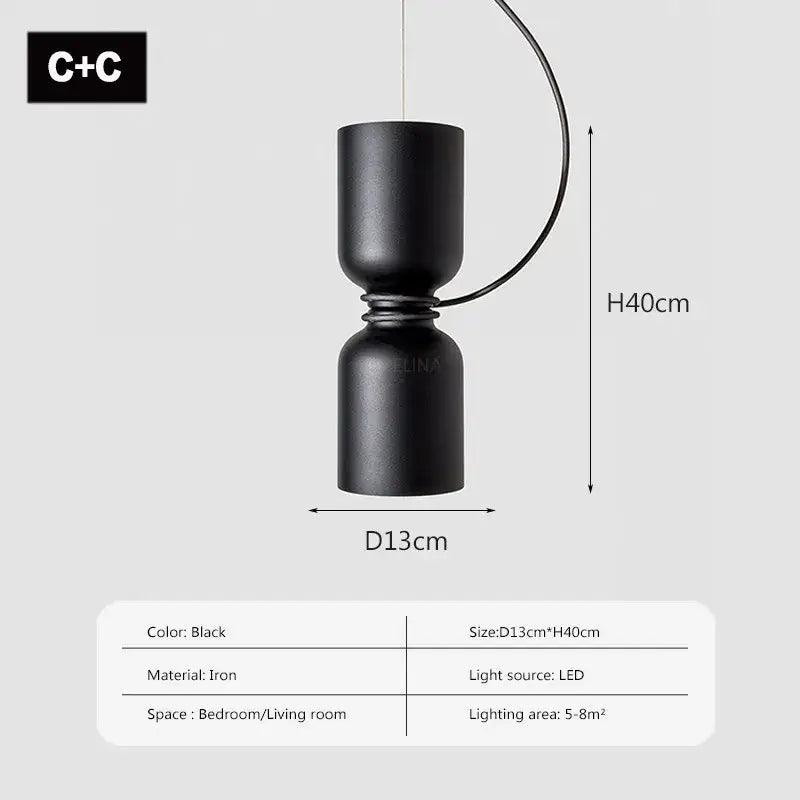 Black White Iron Bedroom Pendant Light