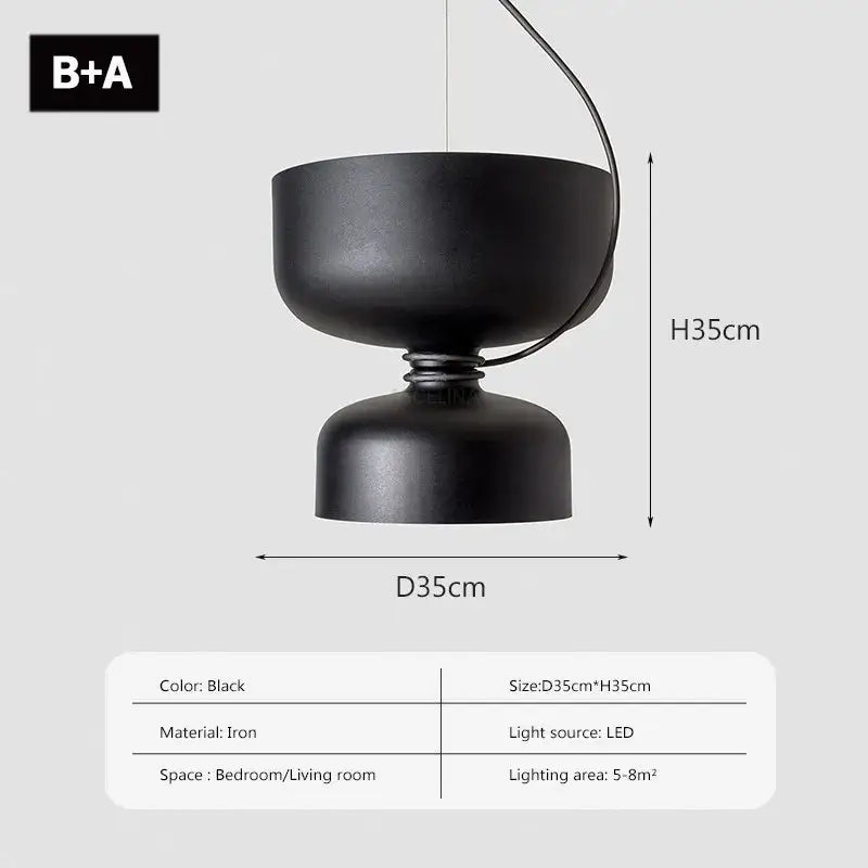 Black White Iron Bedroom Pendant Light