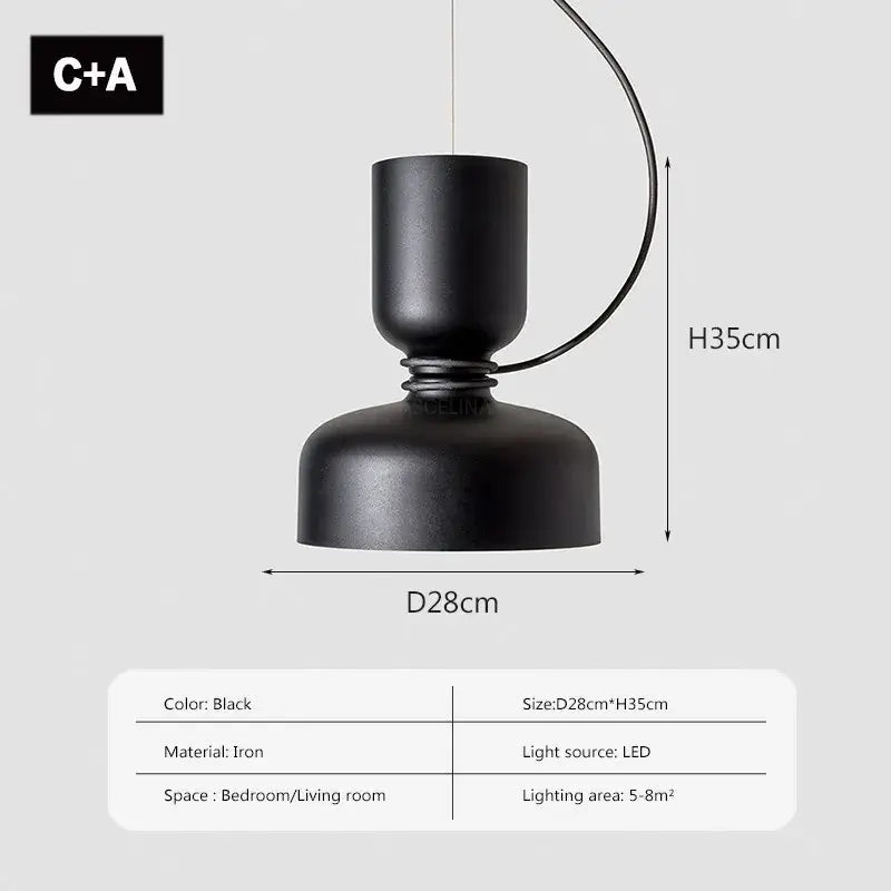 Black White Iron Bedroom Pendant Light