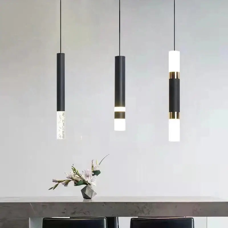 Black Gold Cylindrical Pendant