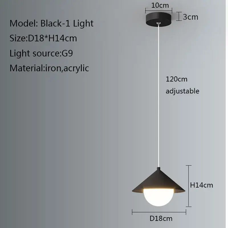 Black Geometric 120cm Minimalist Pendant Light