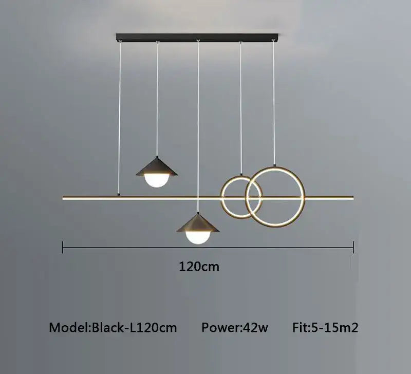 Black Geometric 120cm Minimalist Pendant Light