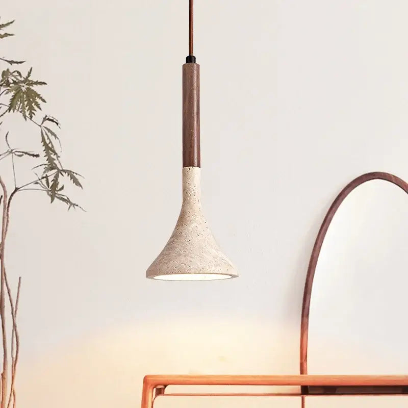 Concrete Dark Wood Pendant Light