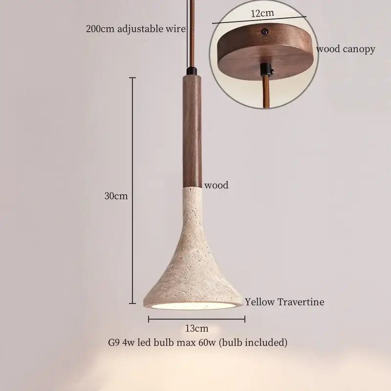 Concrete Dark Wood Pendant Light