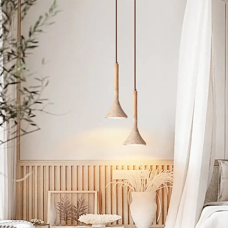 Concrete Dark Wood Pendant Light