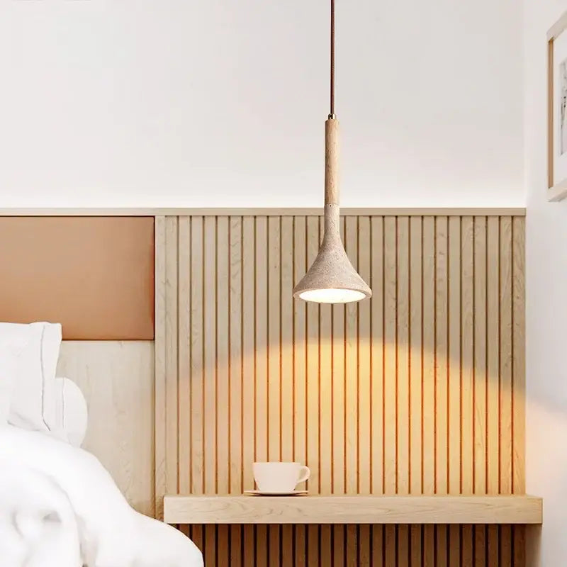 Concrete Dark Wood Pendant Light
