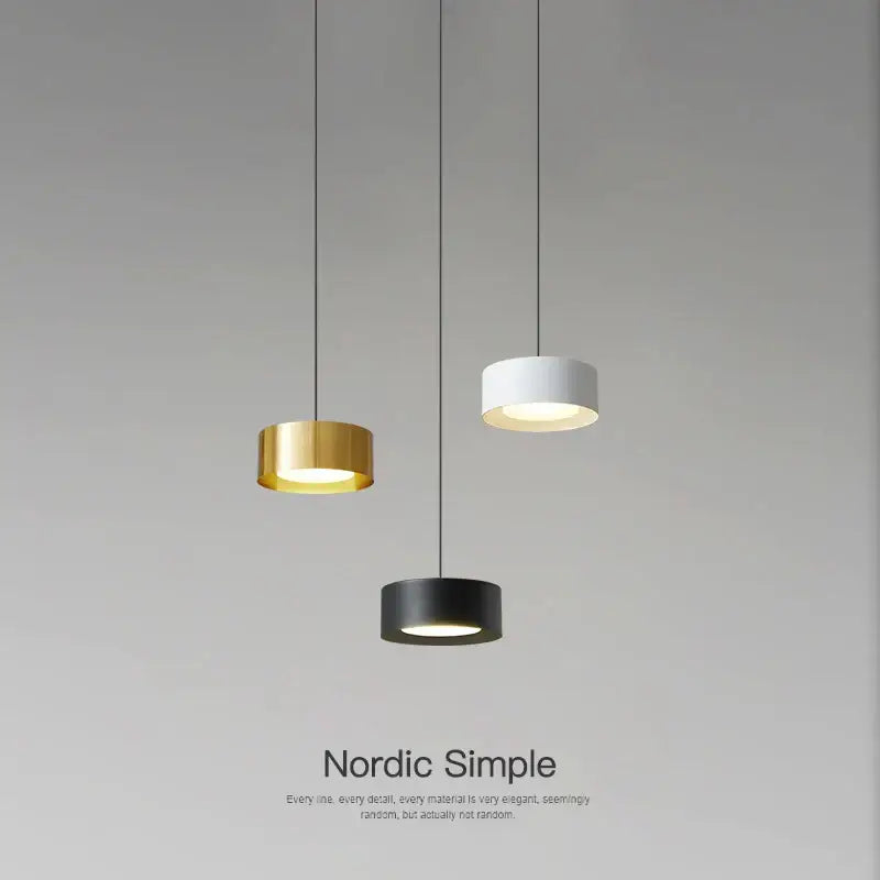 Gold LED Cylindrical Kitchen Pendant Light
