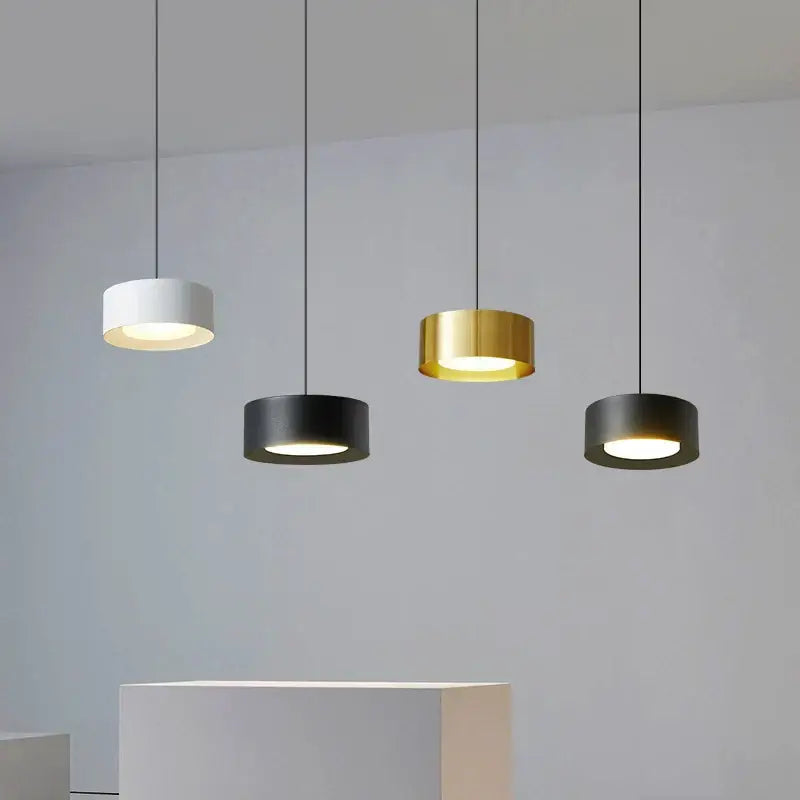 Gold LED Cylindrical Kitchen Pendant Light