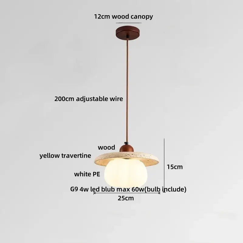 Yellow Travertine Pendant Light Natural Stone