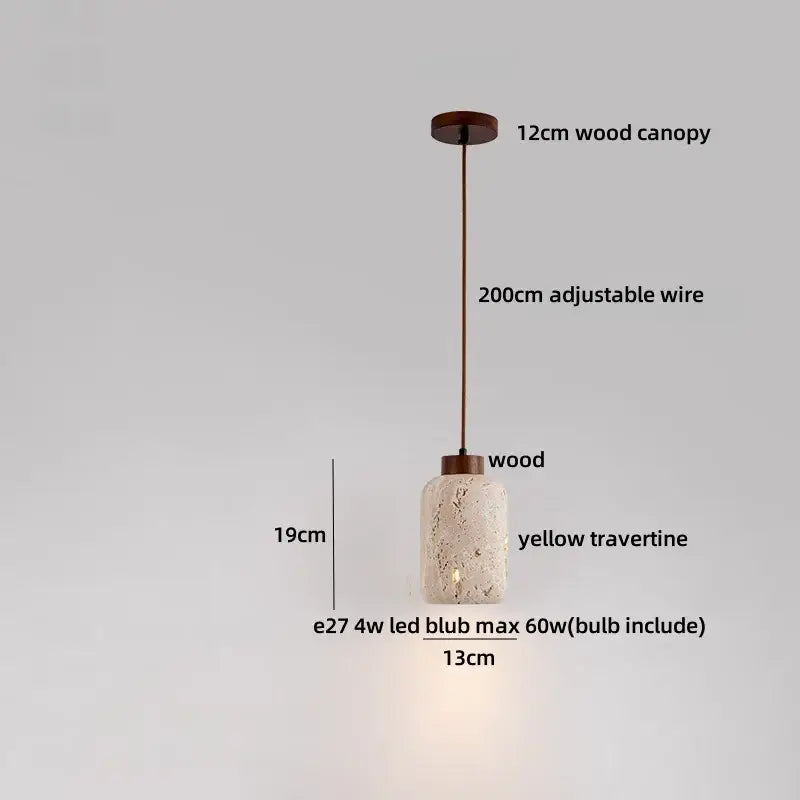 Yellow Travertine Pendant Light Natural Stone