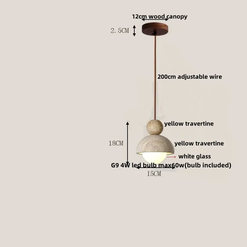 Yellow Travertine Pendant Light Natural Stone