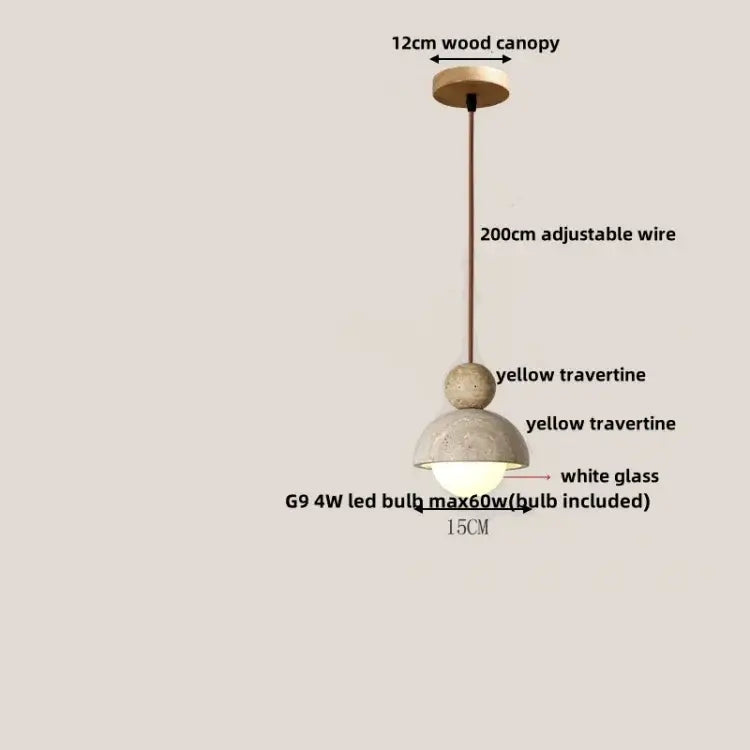 Yellow Travertine Pendant Light Natural Stone