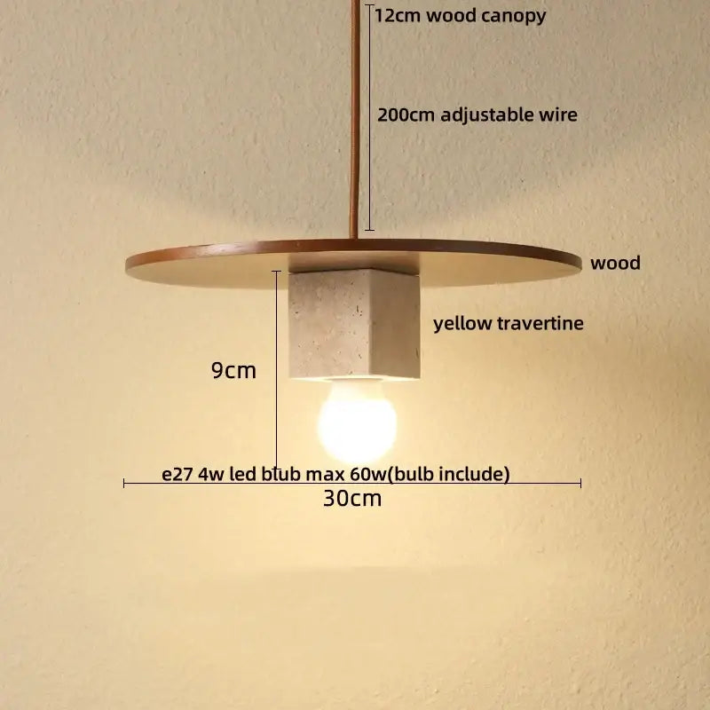 Yellow Travertine Pendant Light Natural Stone