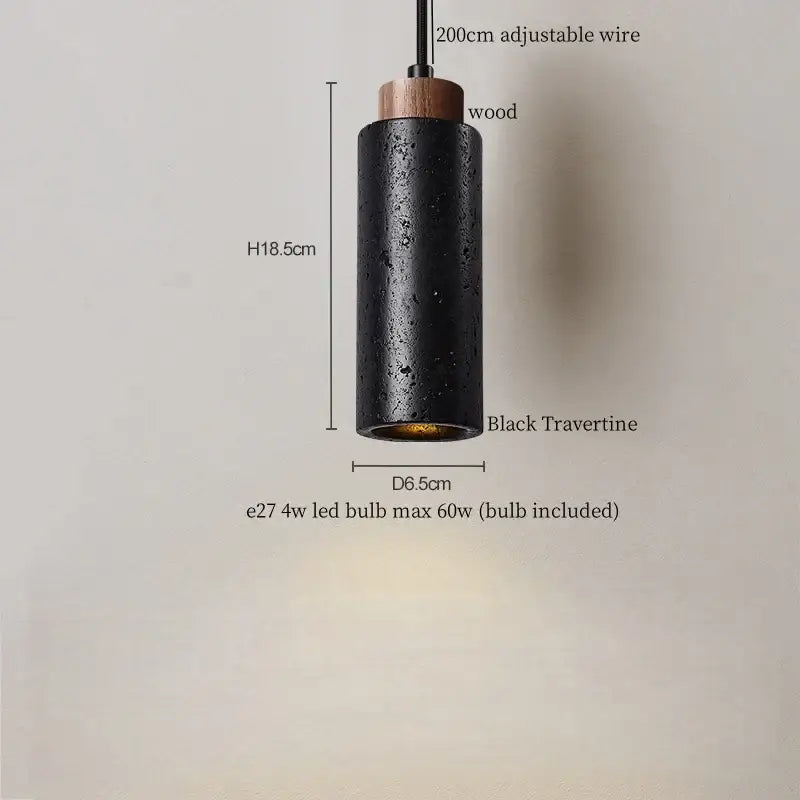 Black Travertine Pendant Light