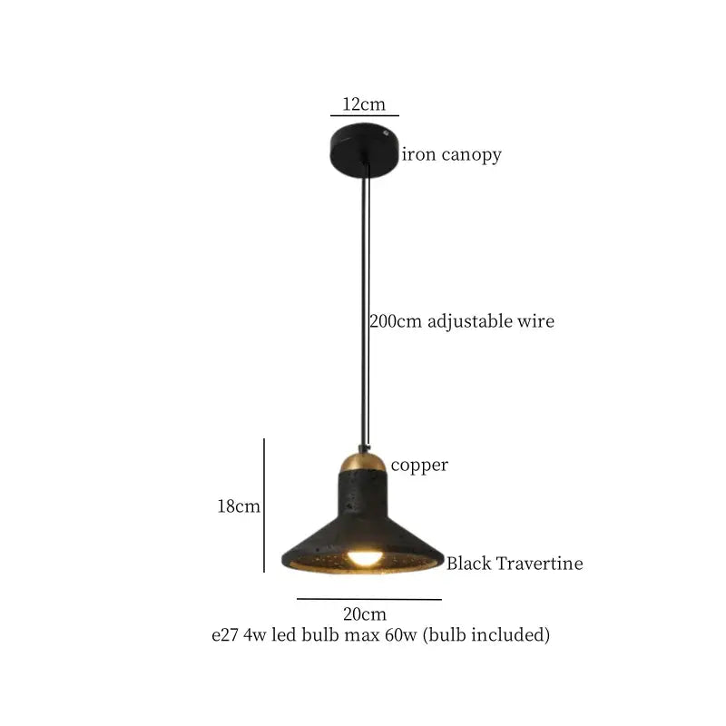 Black Travertine Pendant Light