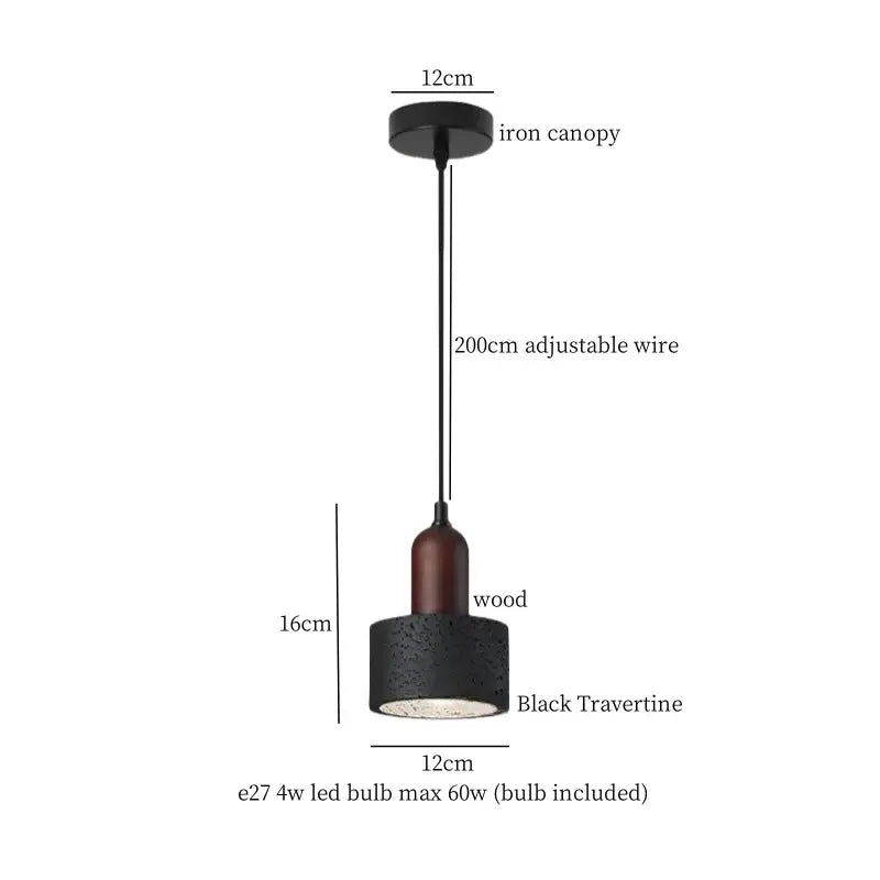 Black Travertine Pendant Light