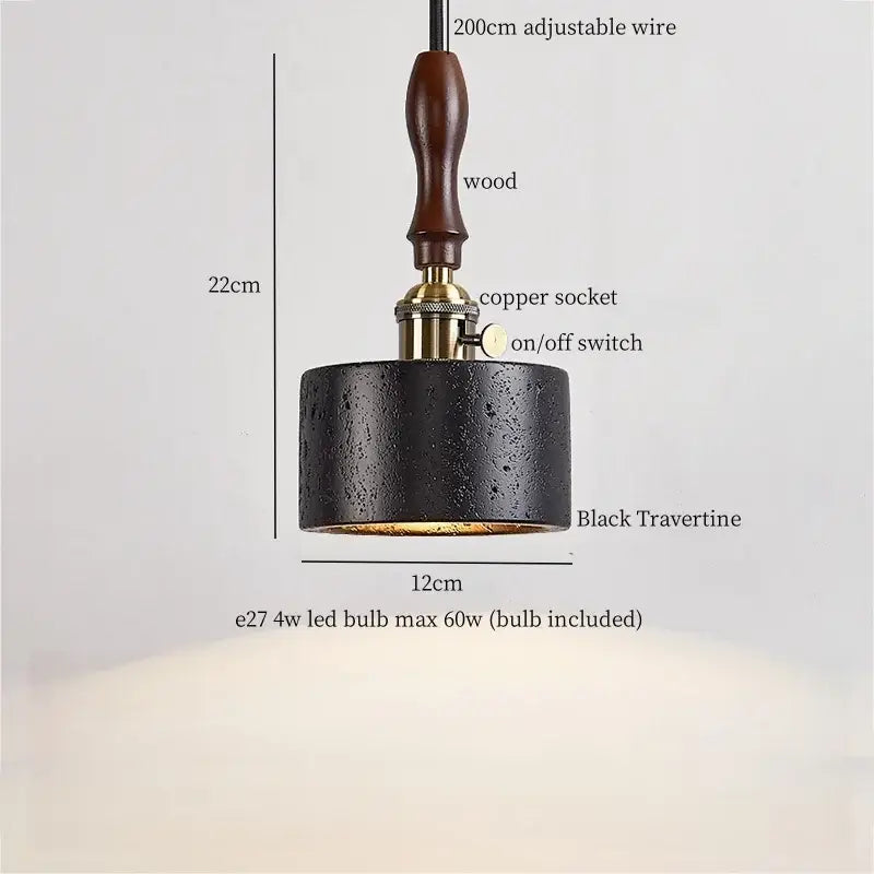 Black Travertine Pendant Light