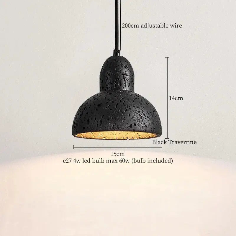 Black Travertine Pendant Light