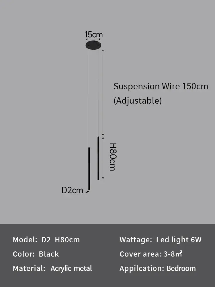 Black Bedroom Pendant Light Dual Drop Design