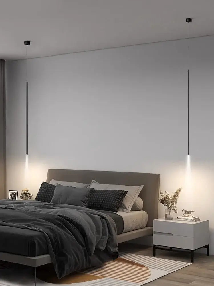 Black Bedroom Pendant Light Dual Drop Design