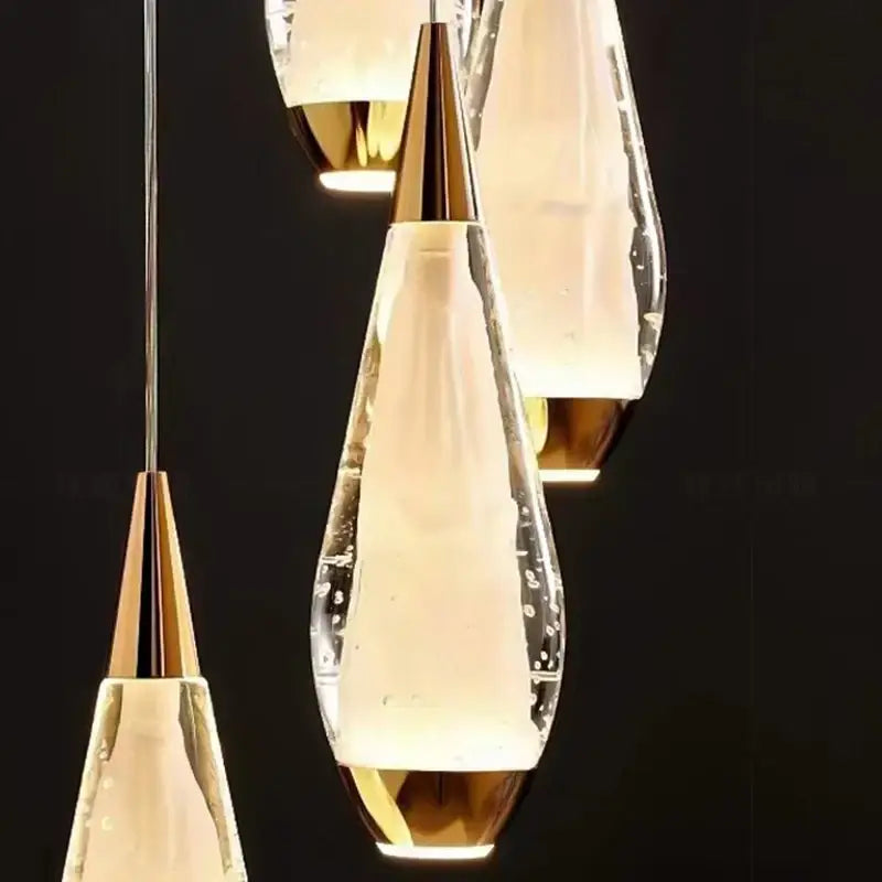 Gold Teardrop Staircase Chandelier 68-Head