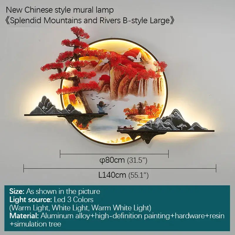 Red LED Pine Wall Light