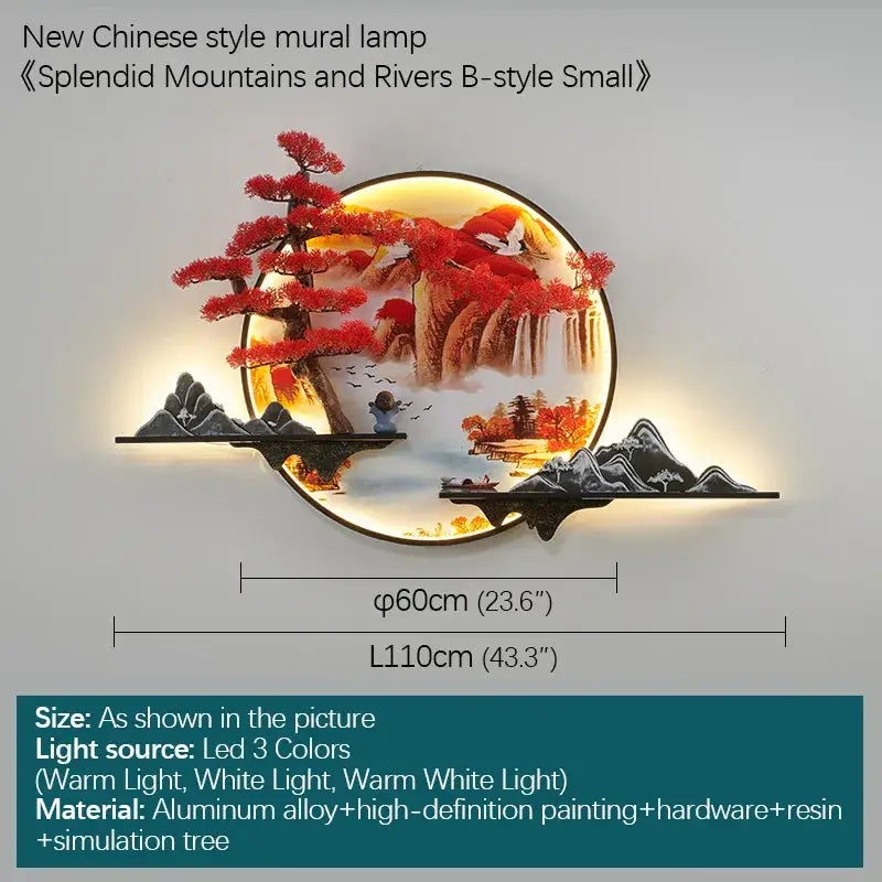 Red LED Pine Wall Light