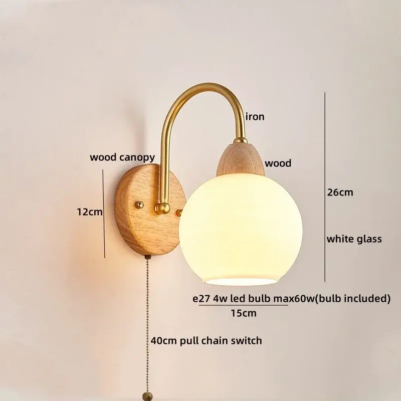 Brass Pull Chain Wall Light