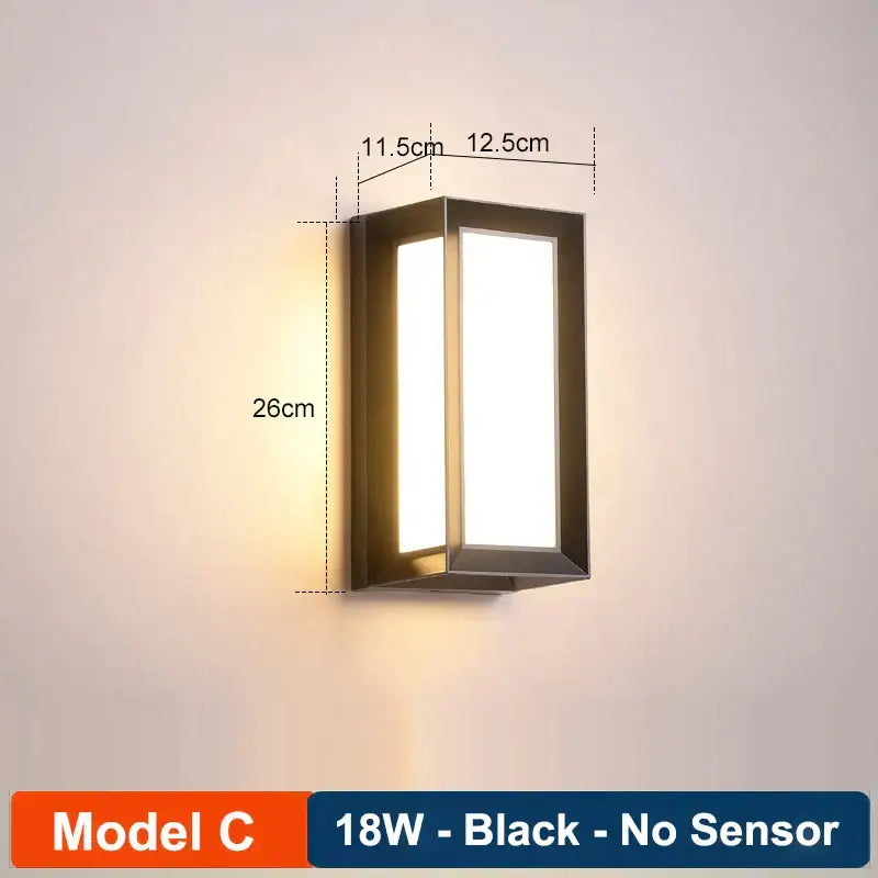 Black Glass Wall Lamp Radar Sensor Outdoor