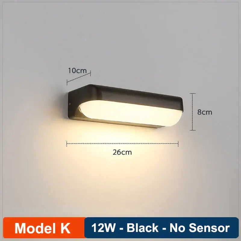 Black Glass Wall Lamp Radar Sensor Outdoor
