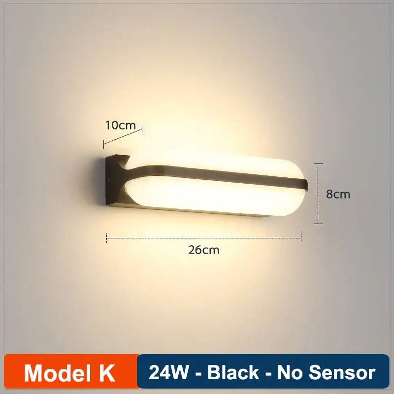 Black Glass Wall Lamp Radar Sensor Outdoor