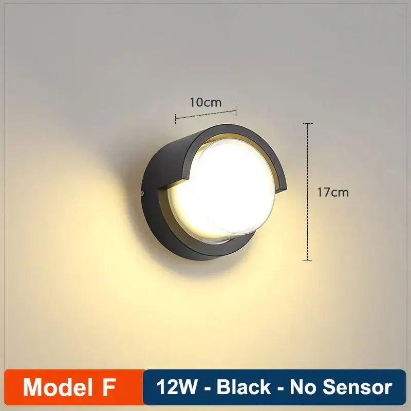 Black Glass Wall Lamp Radar Sensor Outdoor