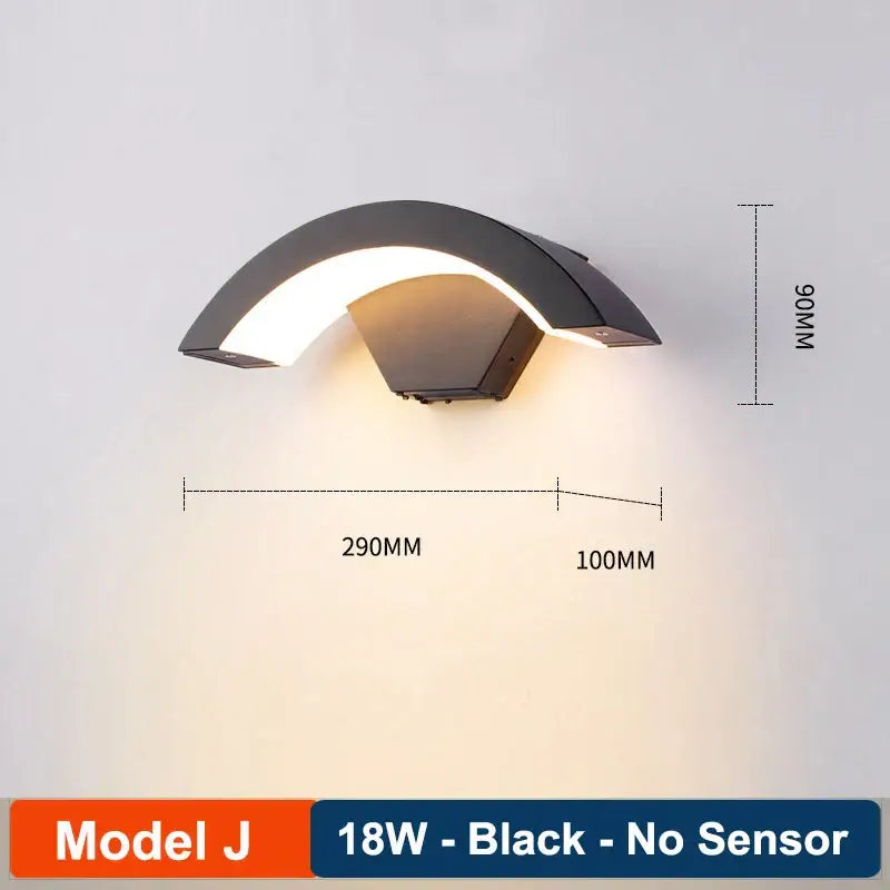 Black Glass Wall Lamp Radar Sensor Outdoor