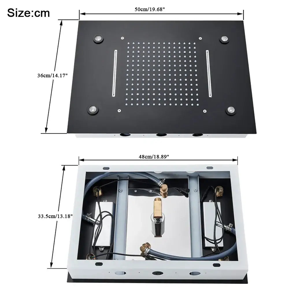 Black Rainfall LED Shower Head