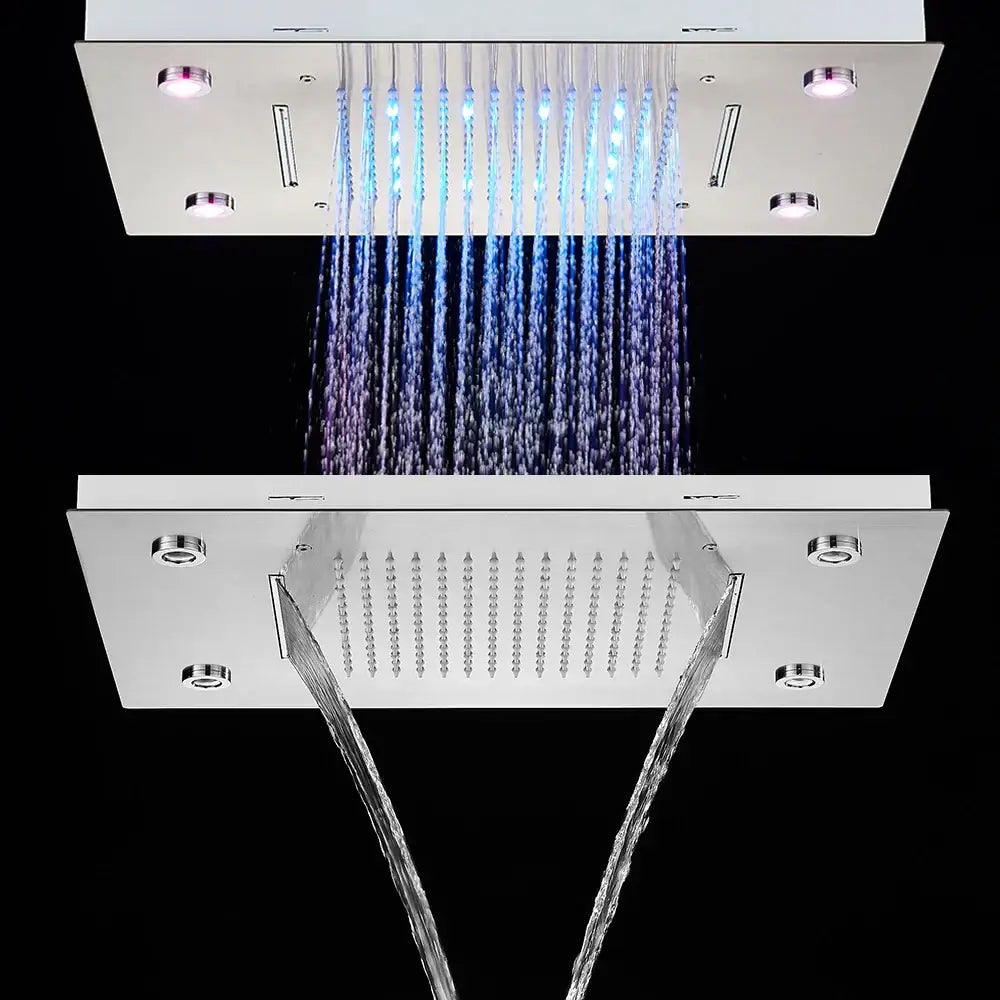 Black Rainfall LED Shower Head