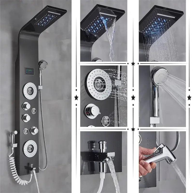 Black Brushed Shower Panel