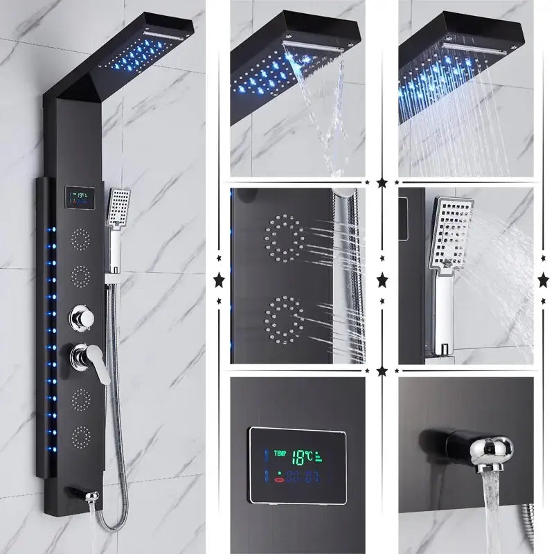 Black Brushed Shower Panel