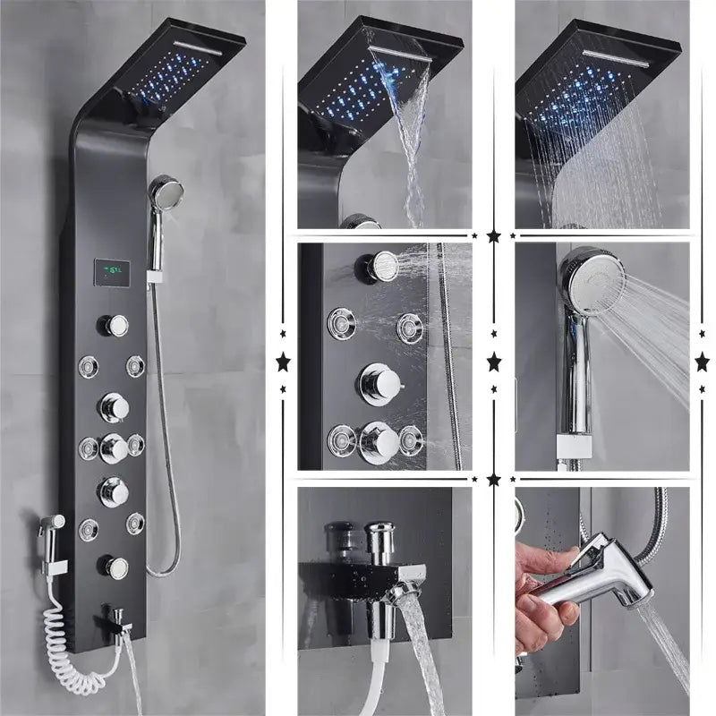 Black LED Shower Panel