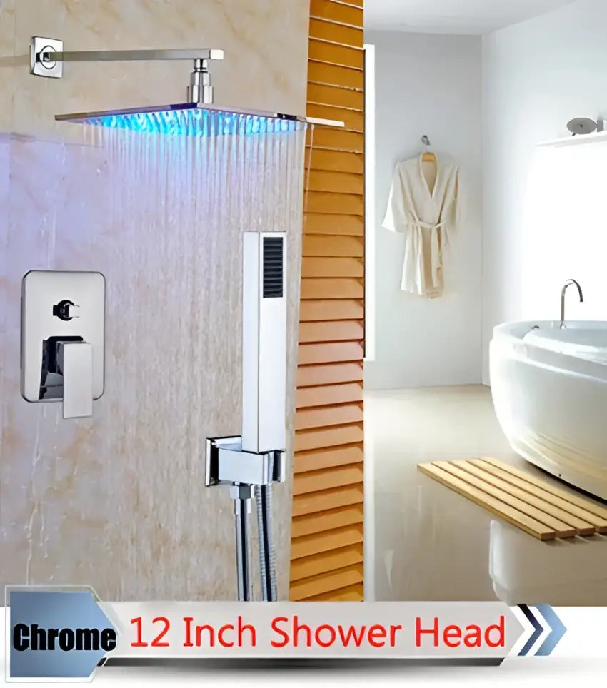 Nickel LED Rainfall Shower 16-Inch Design