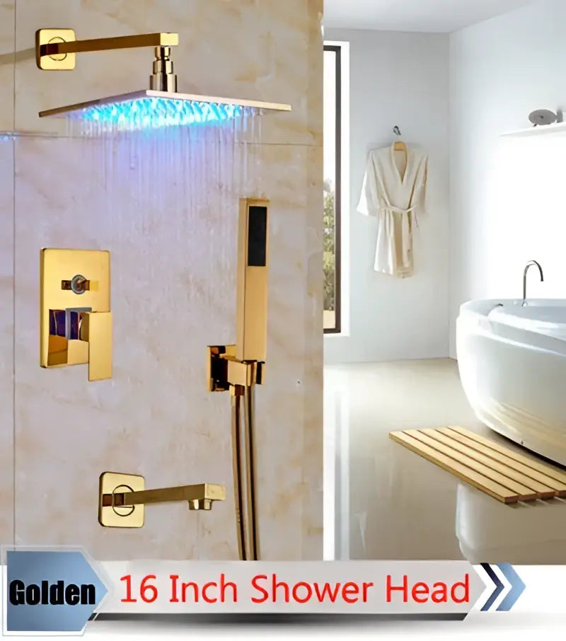 Nickel LED Rainfall Shower 16-Inch Design