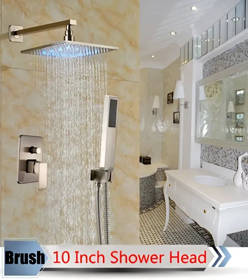 Nickel LED Rainfall Shower 16-Inch Design