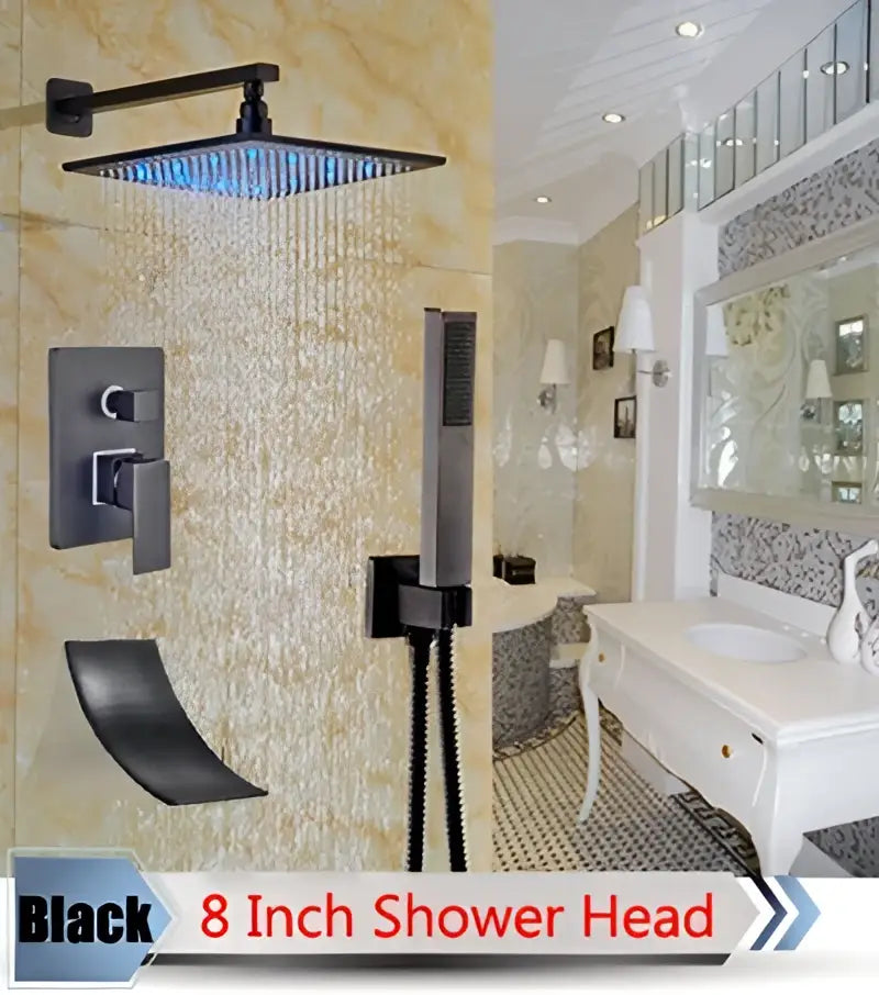 Nickel LED Rainfall Shower 16-Inch Design