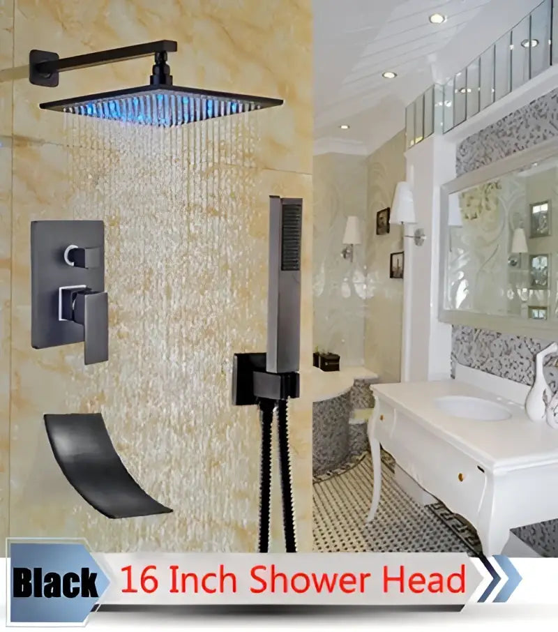 Nickel LED Rainfall Shower 16-Inch Design