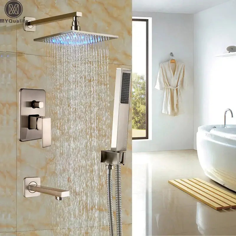 Nickel LED Rainfall Shower 16-Inch Design