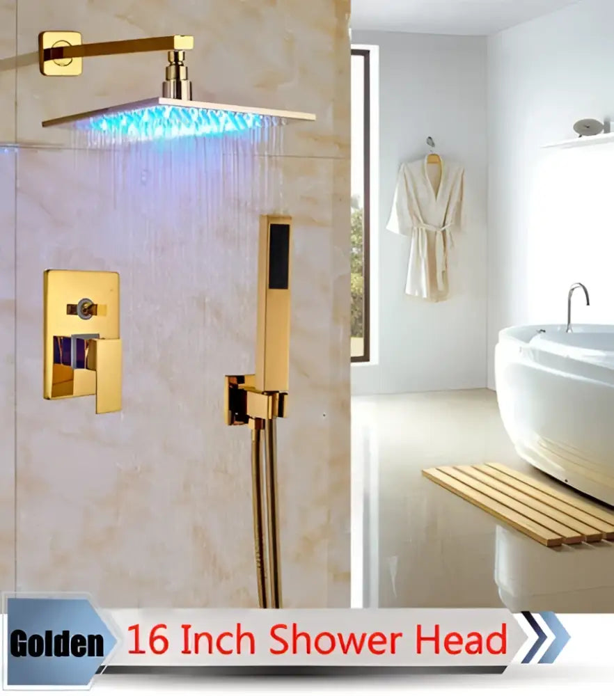 Nickel LED Rainfall Shower 16-Inch Design